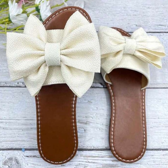 NEW| Women's Bowknot Open Toe Flat Slide Sandals - Picture 6 of 6